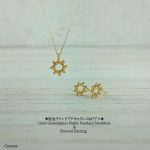 ◆粒金ラウンドプチネックレス&ピアス◆ Gold Granulation Petite Pendant Necklace& Pierced Earring K18YG 粒金作品 No.6&7